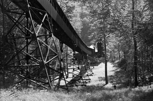 The coal from the mines at the top of the mountain was processed and sent down the chute to the facility at the bottom.