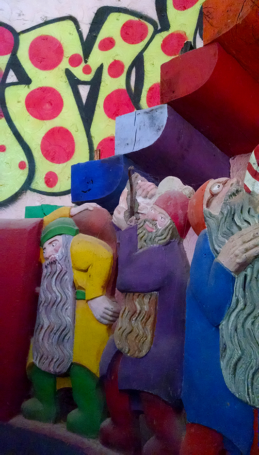 Sadly, that little purple guy lost the chicken he used you have hoisted on his shoulder.